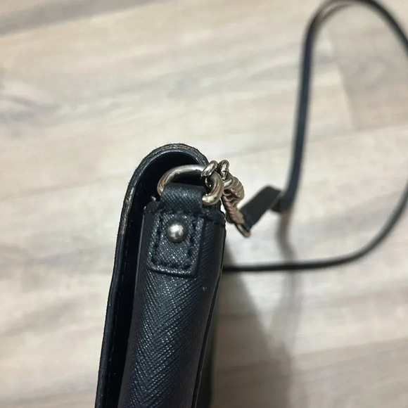 Kate Spade Black Leather Flap Crossbody Bag with silver hardware details - Picture 12 of 14